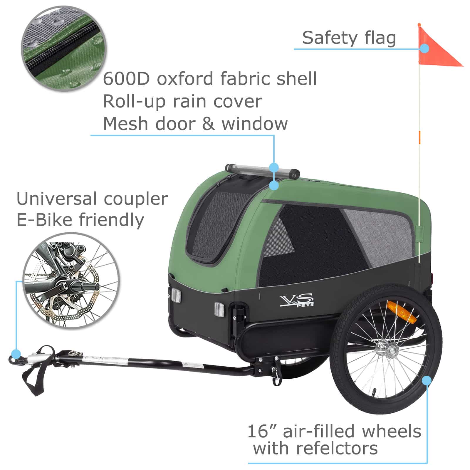 TIGGO VS Pets M Hundefahrradanhänger Hundeanhänger Hundetransporter Fahrradanhänger MEDIUM – Bild 5